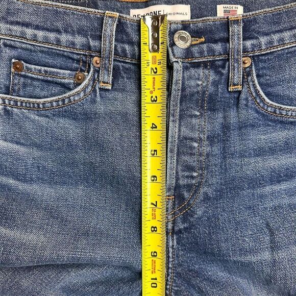 NWT Re/Done Women's High Rise Stovepipe Straight Jeans Size 25 Blue Denim - Picture 10 of 12